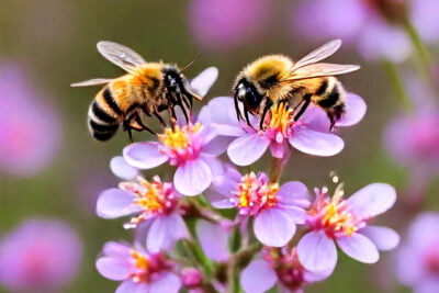 Abejas polinizando flores