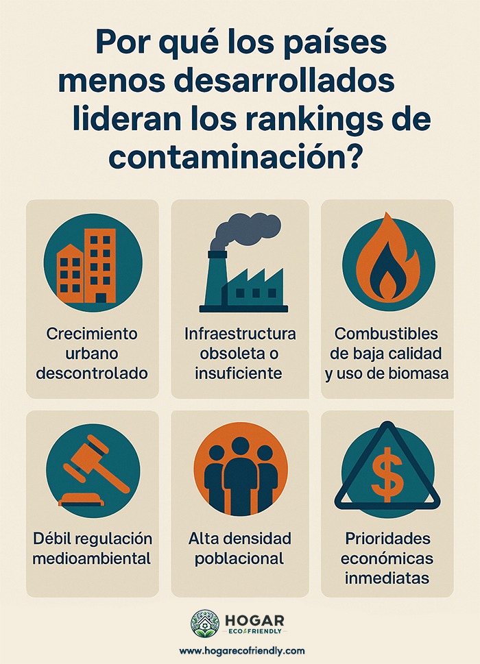 Gráfico sobre la contaminación en paises subdesarrollados